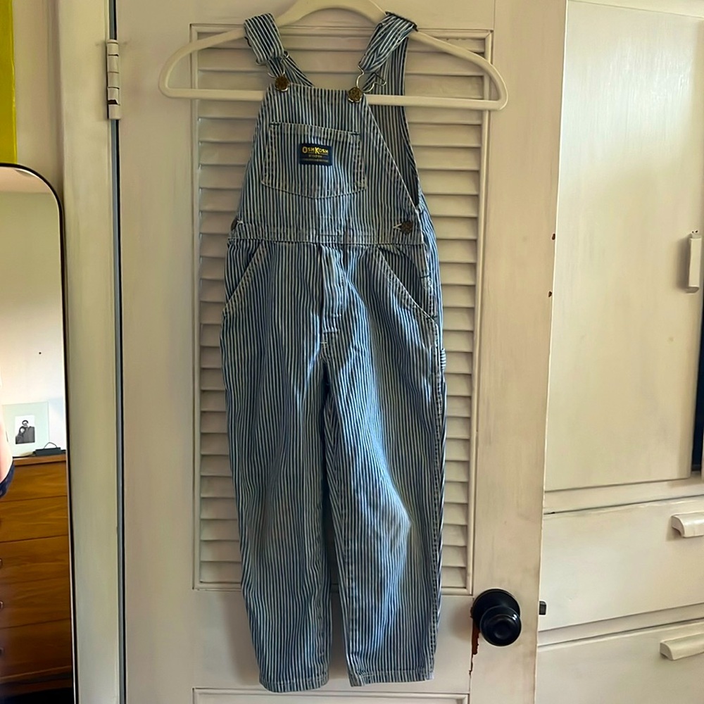 VTG OshKosh B’gosh Pinstripe Denim Overalls with brass buckles